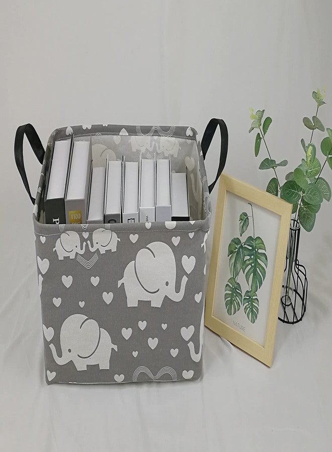 DUYIY Rectangle Gift Storage Basket Home Shelf Storage Basket Organizer Box Clothes Laundry Hamper Nursery Basket Laundry Basket with Handles (love elephant) - Image 4